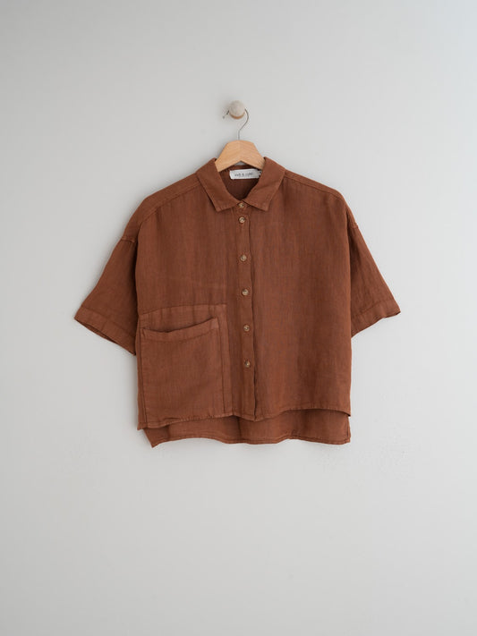 CROP LINEN SHIRT