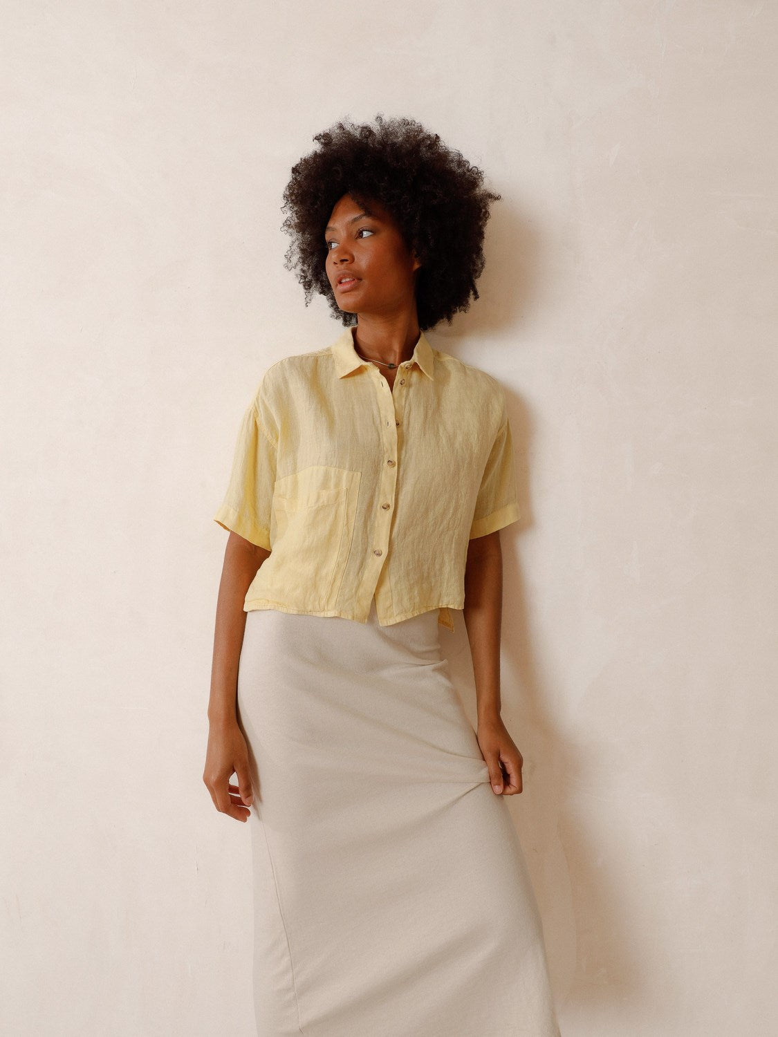 CROP LINEN SHIRT