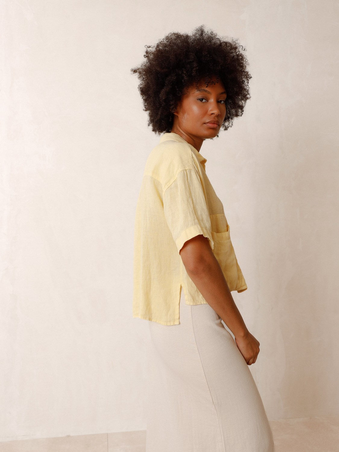 CROP LINEN SHIRT