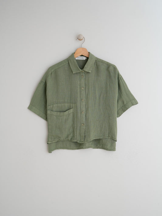 CROP LINEN SHIRT