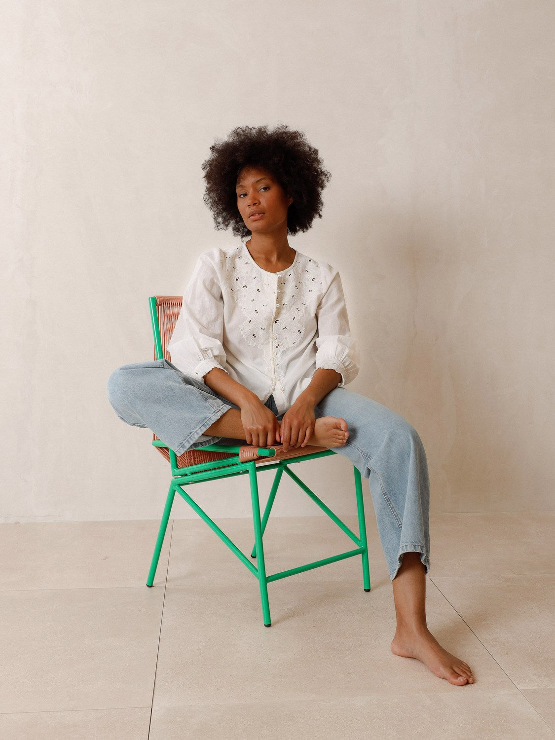 CUT OUT EMBROIDERY SHIRT