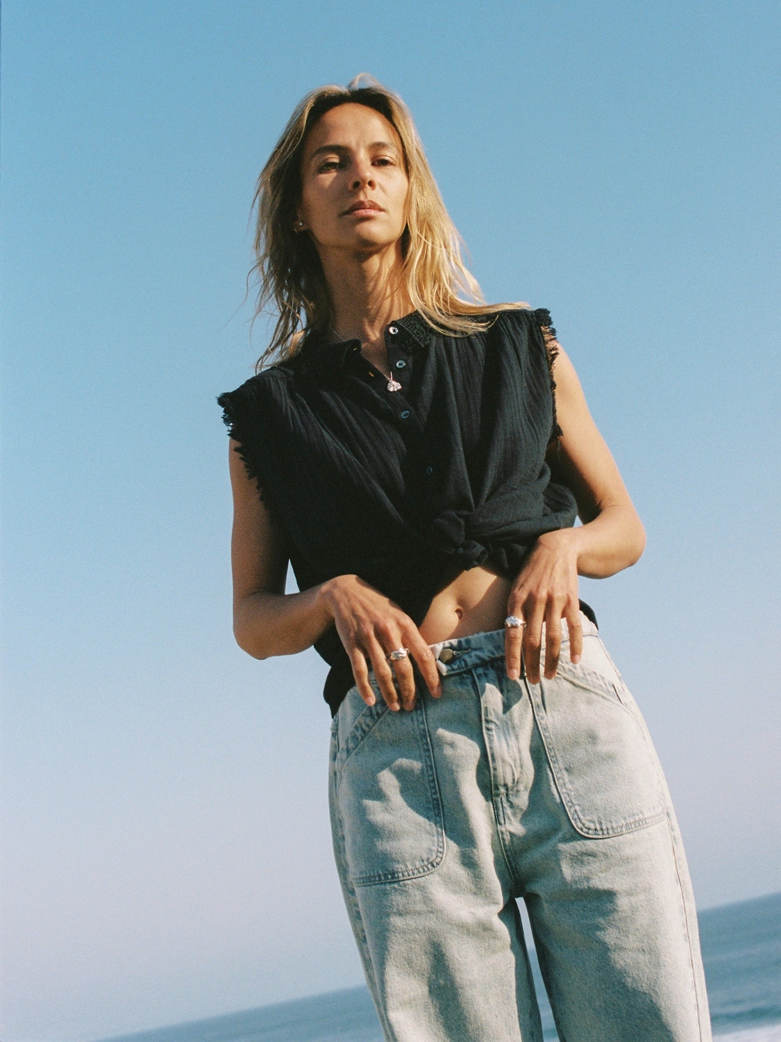 Retro denim pants