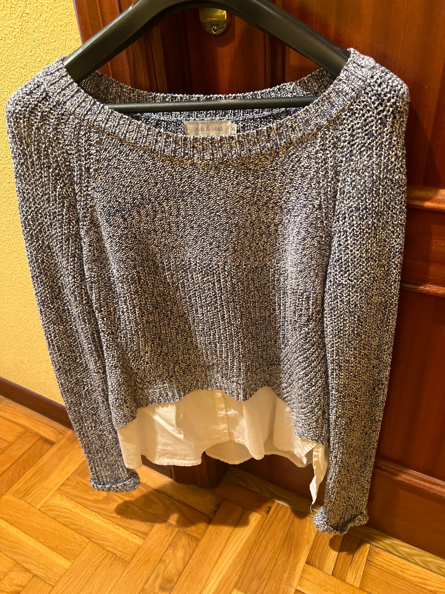 Heathered blue sweater