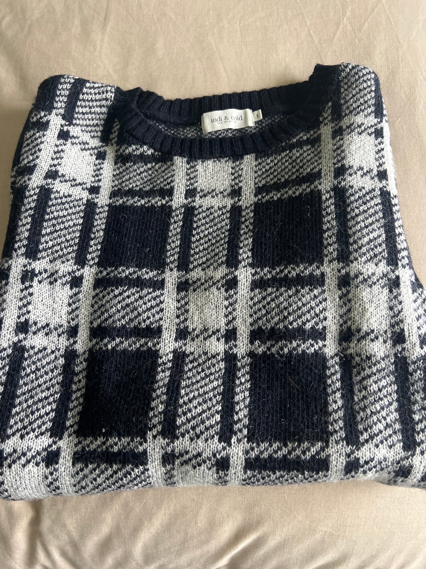 Pull à carreaux noir - blanc