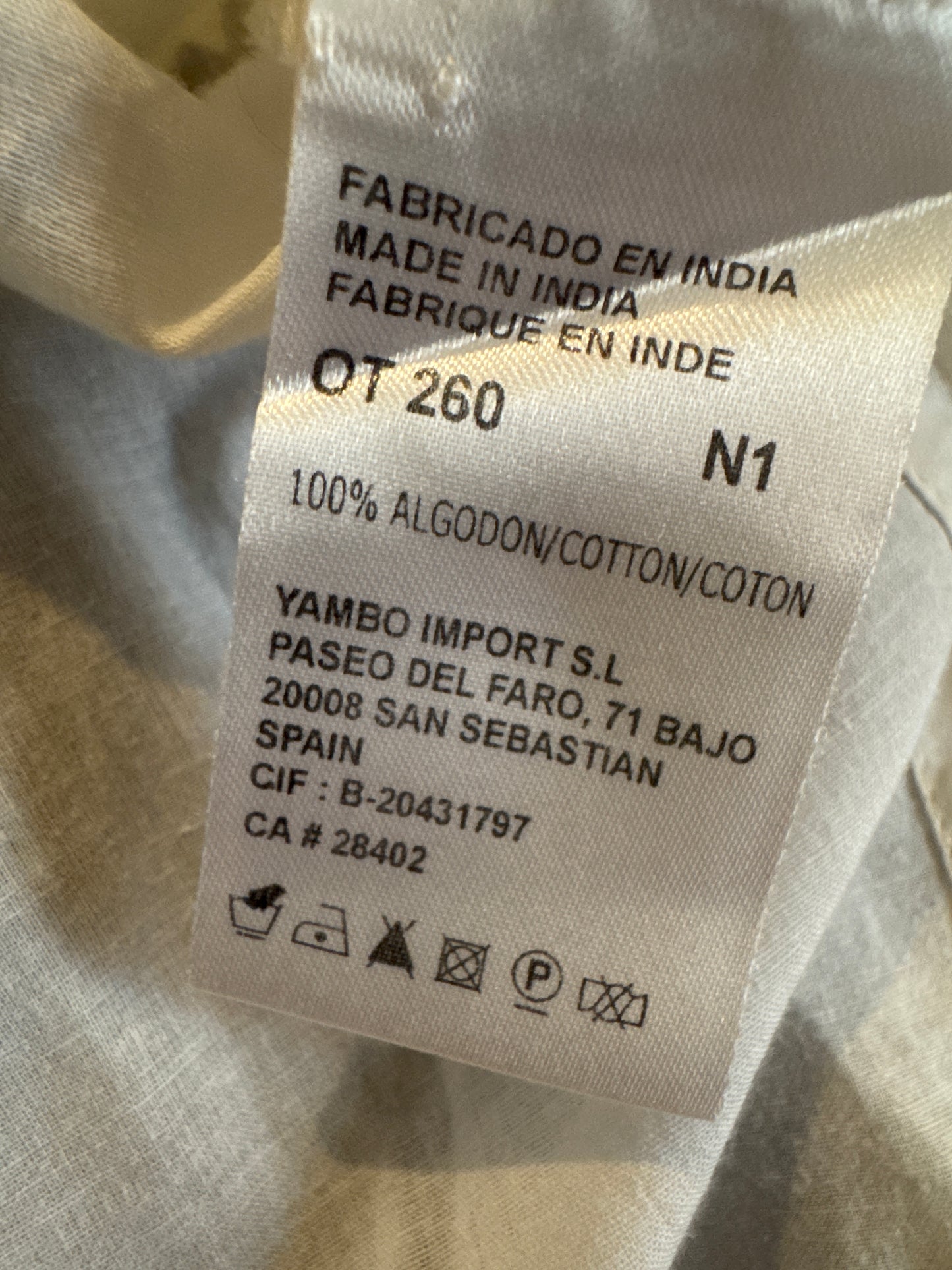 Camisa larga color crudo
