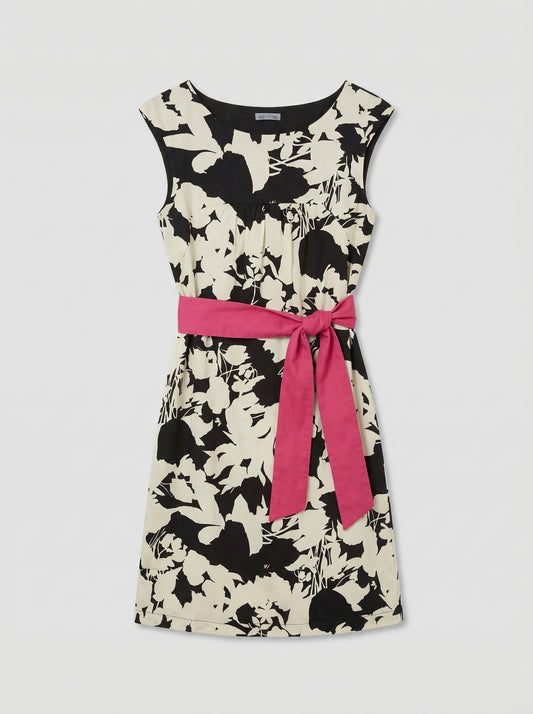 Vintage. Summer dress b/w pink sash