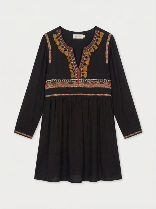 VESTIDO BOHO CON POMPONES