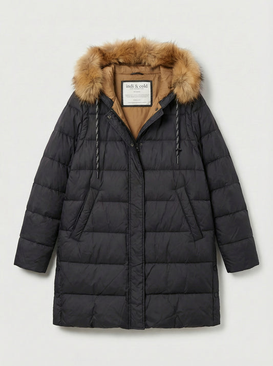 Convertible down jacket into a vest with removable fur hood