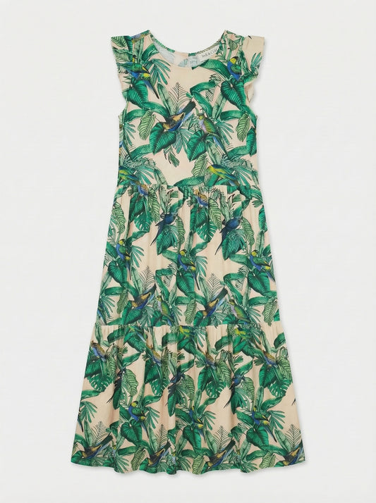 Vestido midi pavos reales