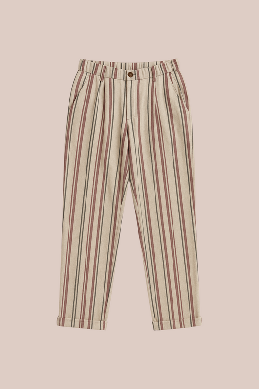 Striped linen/cotton/viscose trousers